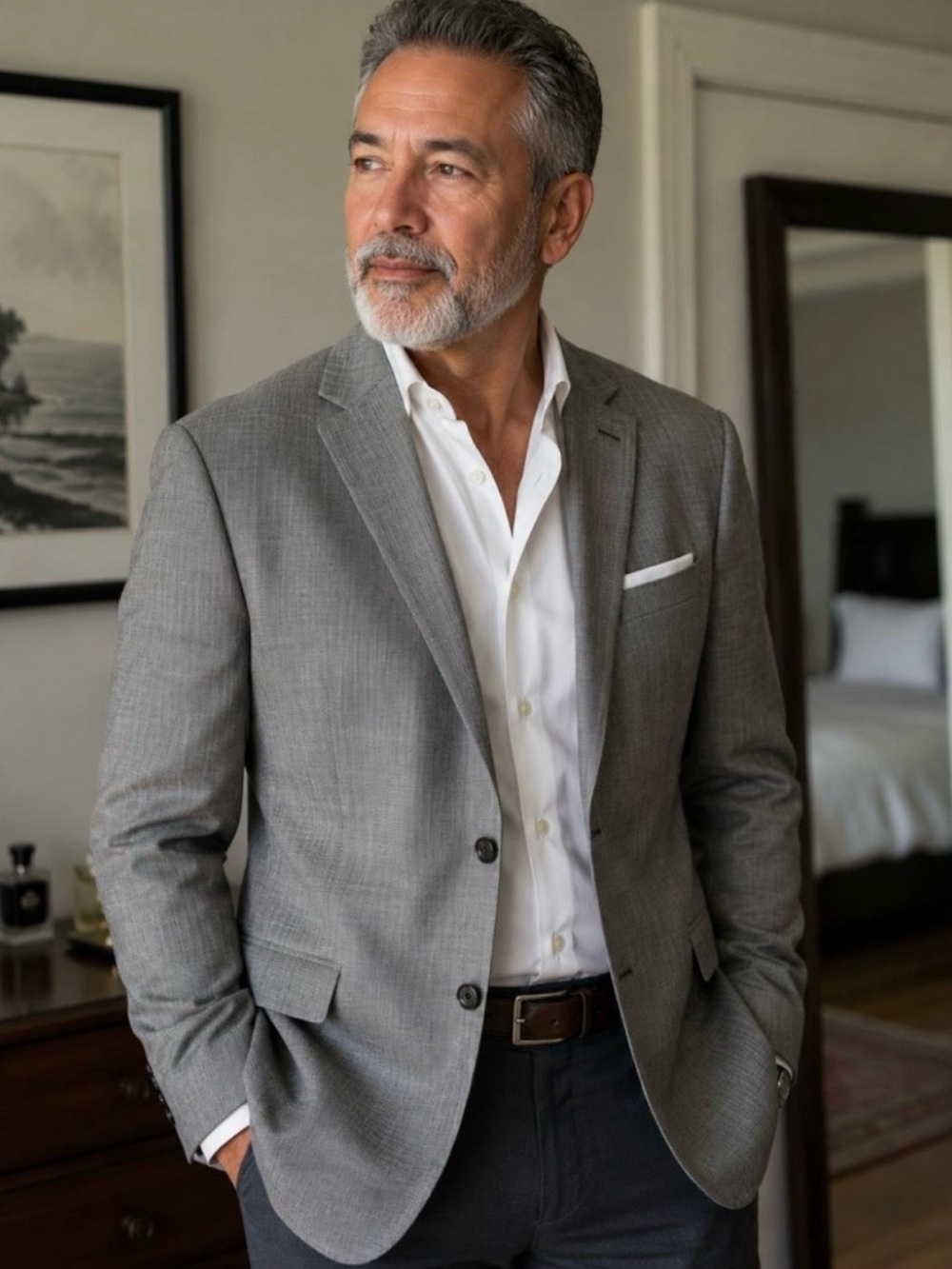 Chaps Gray Notch-Lapel Sport Coat